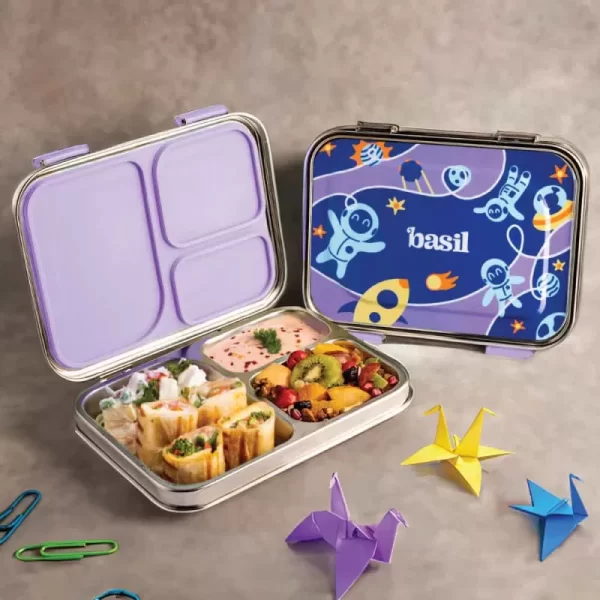 3 Compartment Stainless steel Lunchbox - Super Swoosh