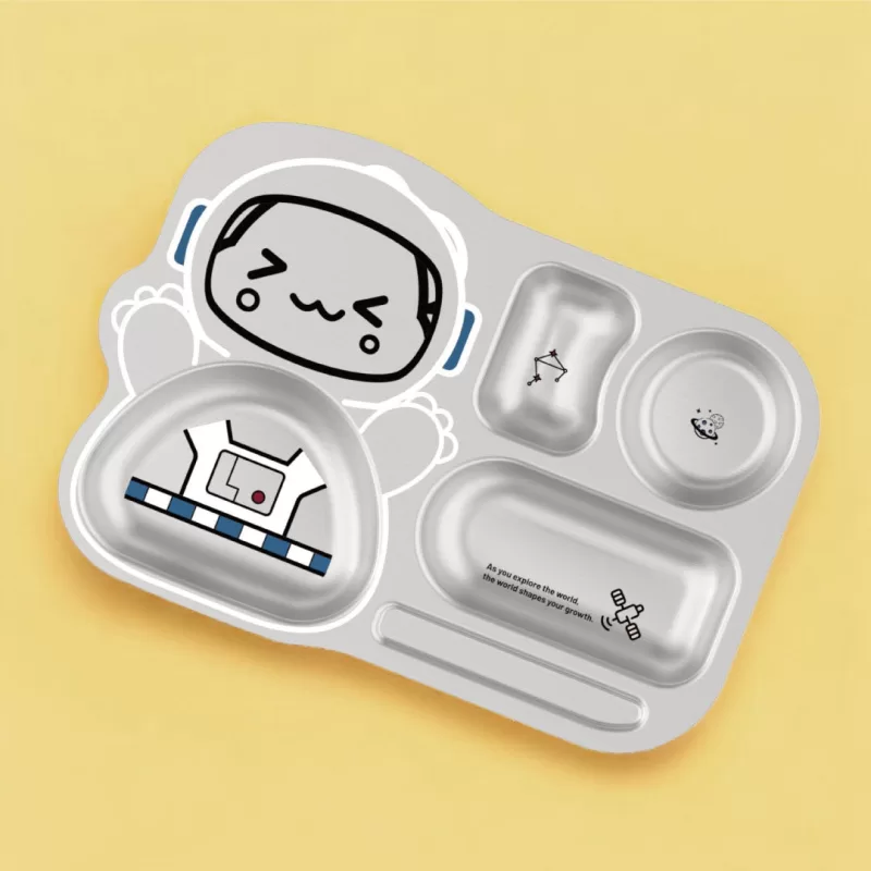 Basil - 4 Compartment Stainless steel Spaceship Plate – Dino