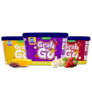 Bebe Burp - Travel Food for Babies | Grab & Go Pack of 3 (30g Each) – Barley, Ragi & Sprouted Ragi with Mango