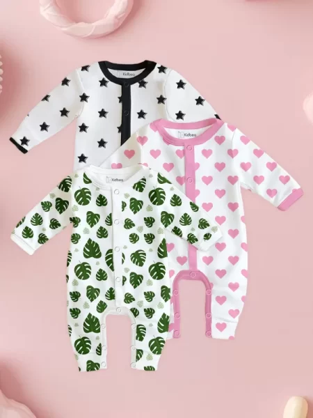 Organic Cotton Baby Rompers – Set of 3