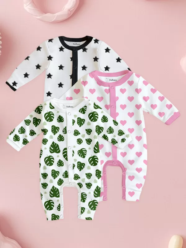 Kidbea - Organic Cotton Baby Rompers – Set of 3