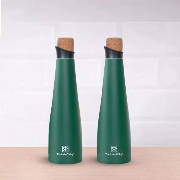 Stainless steel water bottles with cork lid 500 ml Set of 2