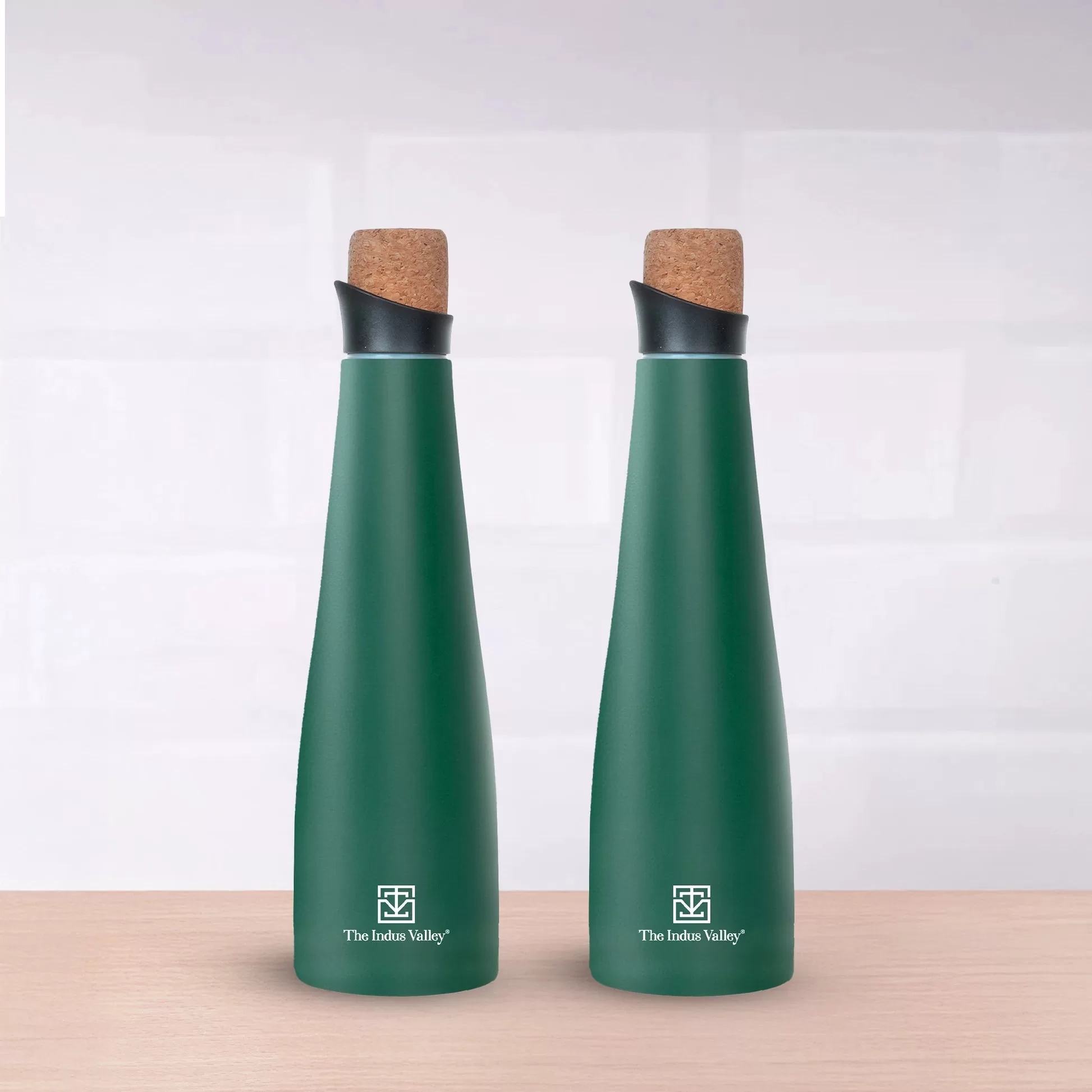 The Indus Valley - Stainless steel water bottles with cork lid 500 ml Set of 2