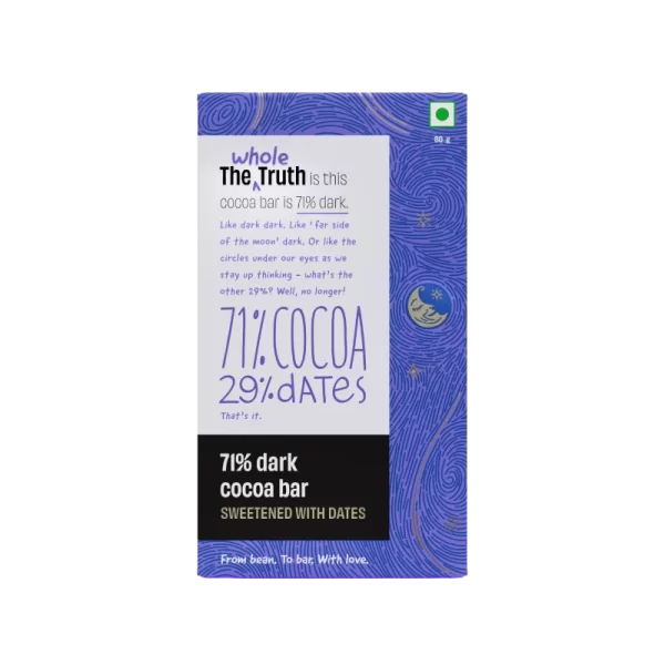 71% Dark Cocoa Bar Sweetened with Dates - Pack of 3