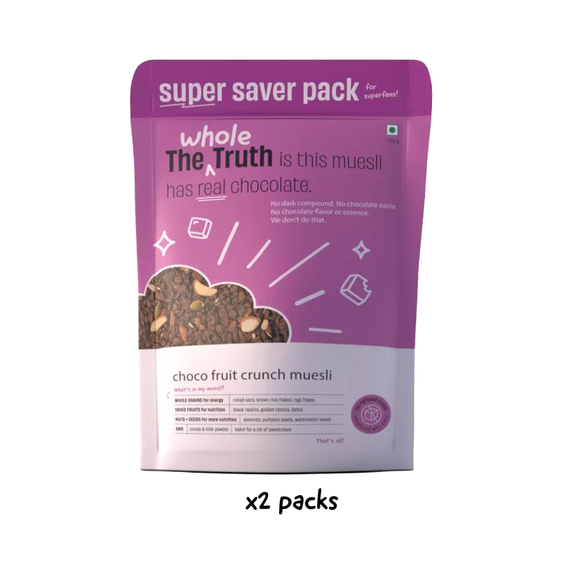 The Whole Truth Foods - Choco Fruit Crunch Muesli – Super Saver Pack of 1.5kg