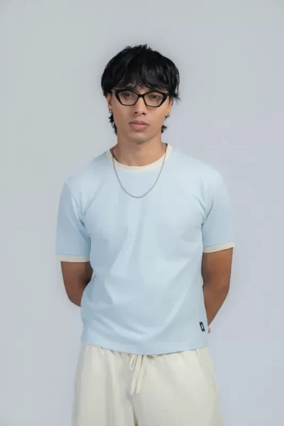 BASIC*B - BLUE FITTED RINGER TEE