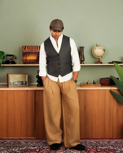 Pinstripe Knit Trousers