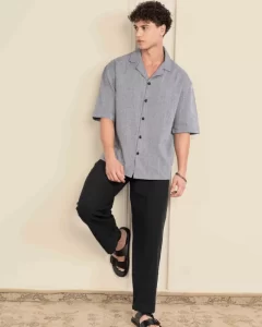 House Of Pure Eco - Black Straight Fit Cotton Pants
