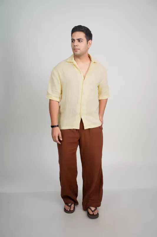 House Of Pure Eco - Chocolate Brown Loose Fit Muslin Trousers