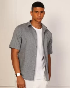 House Of Pure Eco - Half Sleeves Shirt — Light Grey