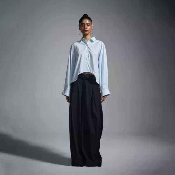 Cropped oversized shirt - Powder Blue