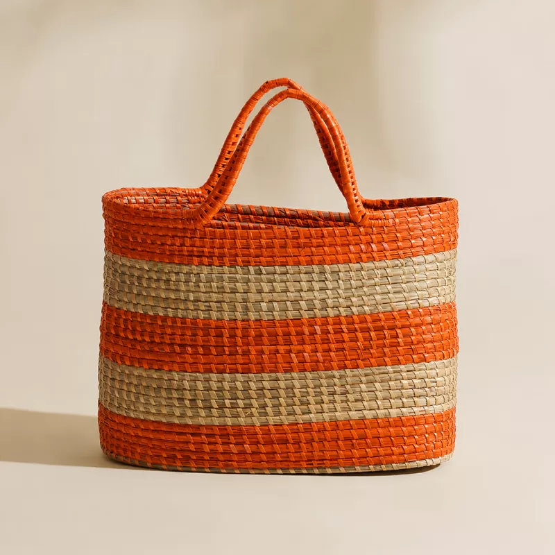 Sirohi - Ananya Moonj Grass Tote Bag – Orange