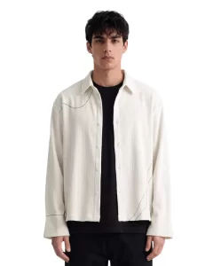 What The Flex - Abstract Off White Ribbed Shirt
