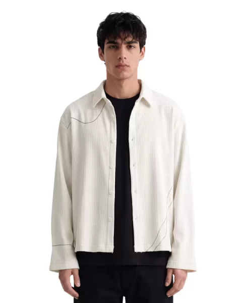 Abstract Off White Ribbed Shirt