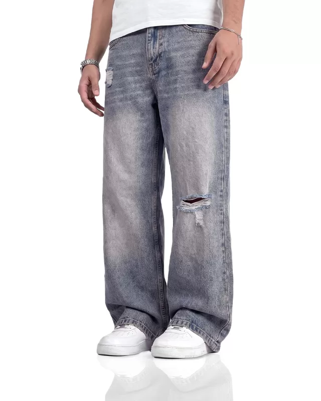 What The Flex - Ocean Fade Baggy Denim Jeans