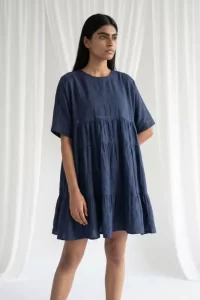 Doodlage - Arlene Muted Indigo Dress