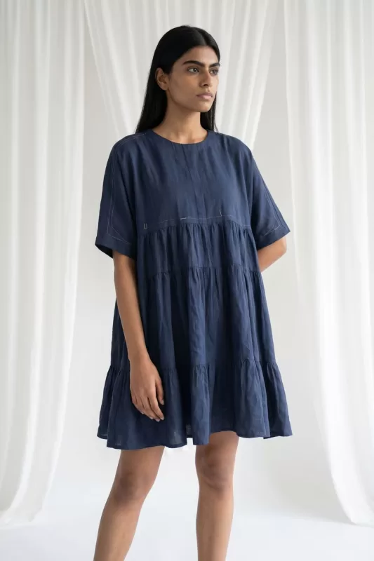 Doodlage - Arlene Muted Indigo Dress