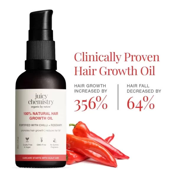 100% Natural Hair Growth Oil with Chilli + Rosemary