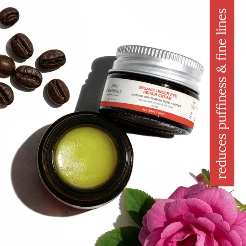Juicy Chemistry - Organic Under Eye Repair Cream Fortified with Damask Rose + Coffee