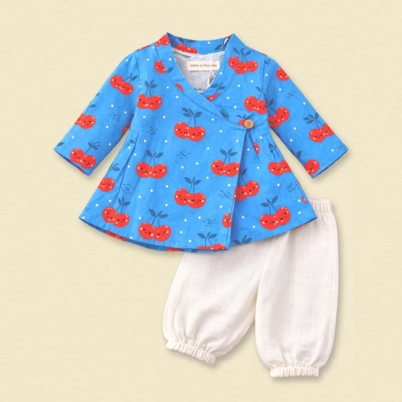 Mama and Peaches - Cheeryful Muslin Angrakha Set