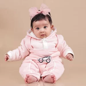 Mama and Peaches - Pink Car Fleece Winter Romper with Sherpa
