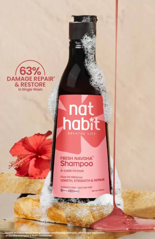 Nat Habit - Five Oil Hibiscus Repair Navdha Shampoo